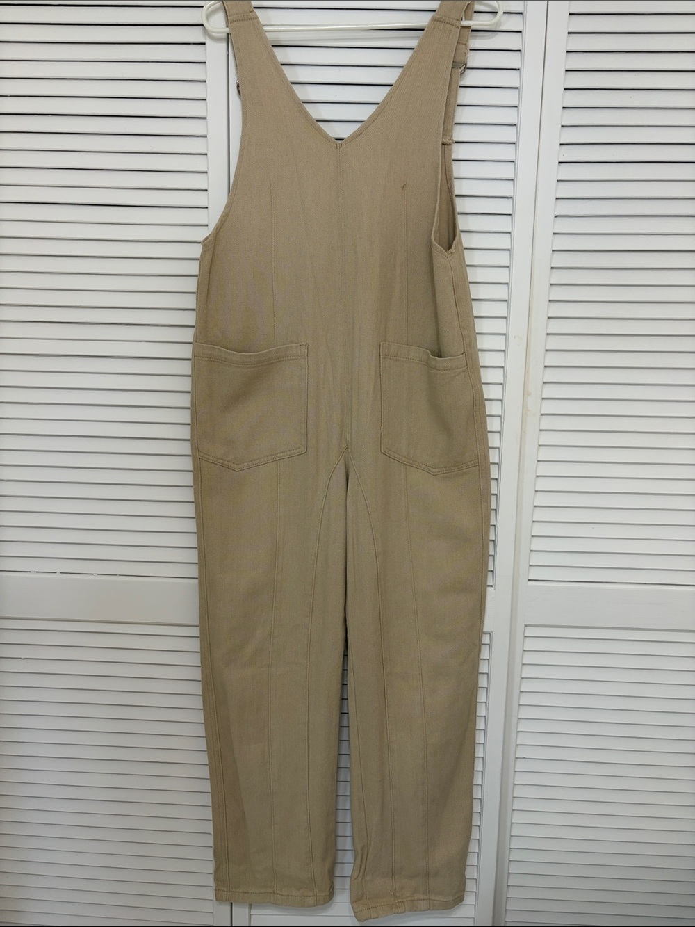Beige Jean Utility Overalls
